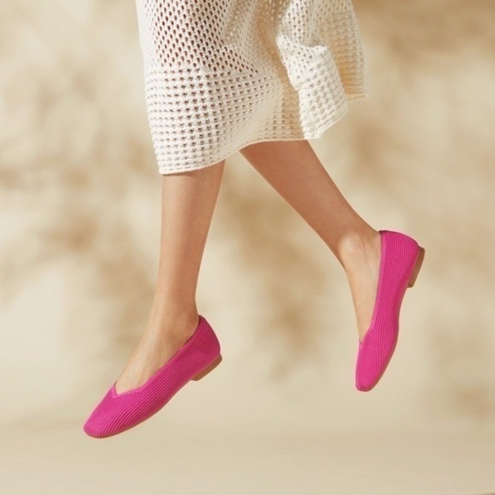 VIVAIA Hot Pink Knit Pointed Toe Flats‎ Sustainable Comfort  EU/39.5W US/8.5W